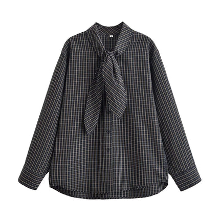 Women Clothing Cotton Scarf Plaid Shirt