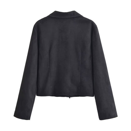 Women Clothing Winter Graceful Fashionable Suede Effect Long Sleeve Lace up Shirt