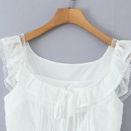 Atmosphere Lace Sleeveless Small Top Niche Lace up Waist Tight Sexy Short Sexy Shirt Vest