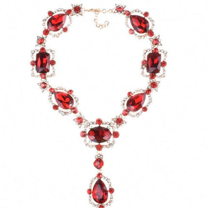 Exaggerated Jewelry Alloy Glass Crystal Clavicle Chain Temperamental Popular Inlaid Jewel Water Drop Necklace