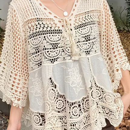 Women Summer Vacation V Neck Top