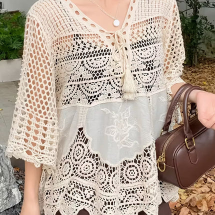Women Summer Vacation V Neck Top