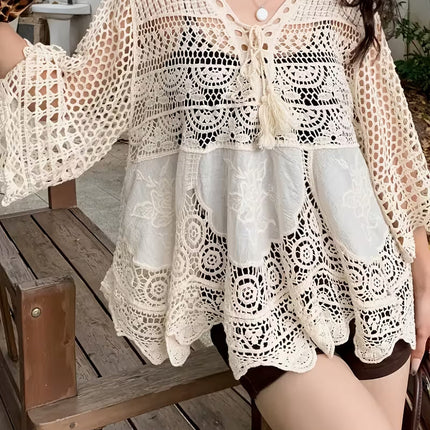 Women Summer Vacation V Neck Top