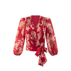 S / Flowers on red background