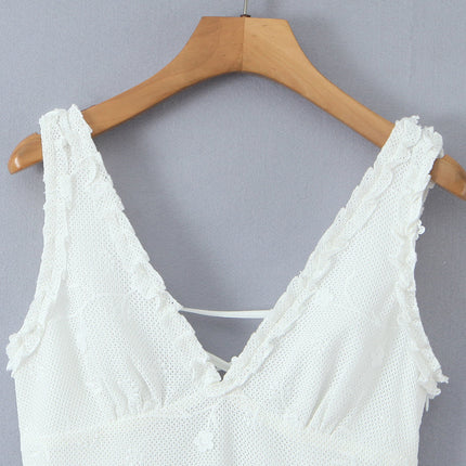 Women Clothing Mesh Embroidered Vest Dress