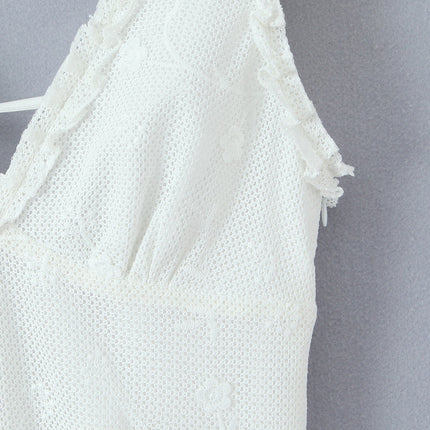 Women Clothing Mesh Embroidered Vest Dress