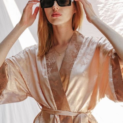 Tonal jacquard kimono