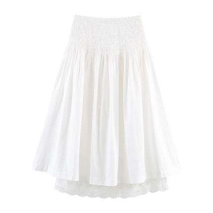 Women Wear Pleated Skirt Women High Waist A line Slimming Elegant Elastic Draping Long Skirt