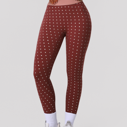 Nude Feel High Elastic Polka Dot Printed Yoga Leggings Outdoor Training Running Hip Raise Sports Ninth Pants