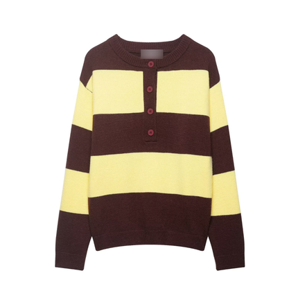 Spring Casual Loose round Neck Pullover Stripe Knitwear