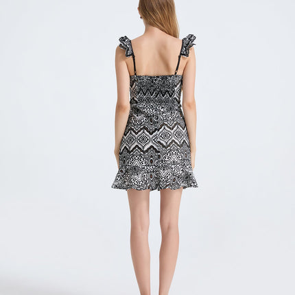 Women Summer Printed V Neck Sleeveless Dress