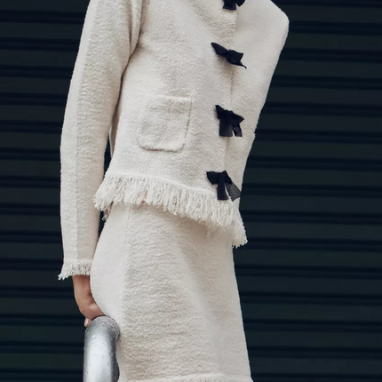 Autumn Bow Knitted Cardigan Coat