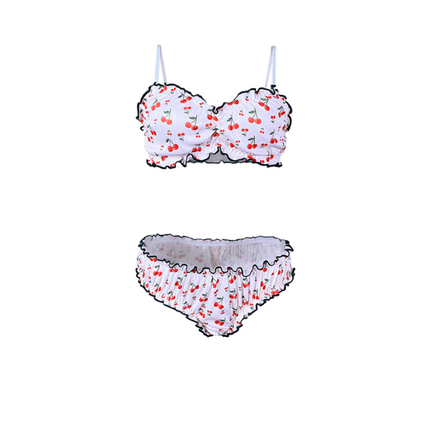 Cherry Printed Lingerie Two Piece Set