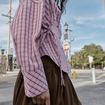 Women Clothing Idle Multiple Wear Plaid Shirt