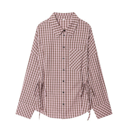 Women Clothing Idle Multiple Wear Plaid Shirt