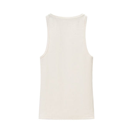 Spring Women Clothing Sexy Sexy round Neck Sleeveless Rib Sling Top