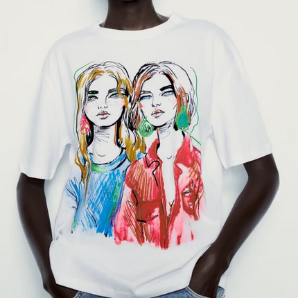 Women Clothing Summer Loose Casual All Matching Girl Printed T shirt