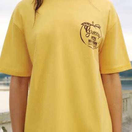 Women Clothing Summer Simple Loose All Match Printed Cotton T shirt