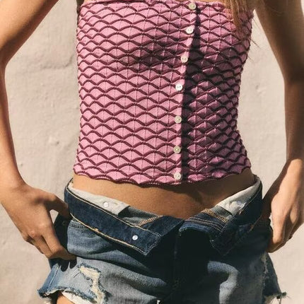 Women Clothing Summer Sexy Sexy Knitted Jacquard Tube Top