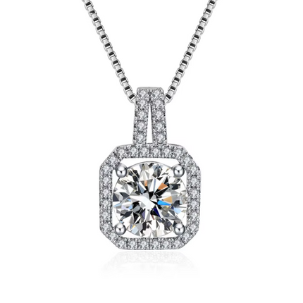 Two Carat Halo Cubic Zirconia Pendant Necklace