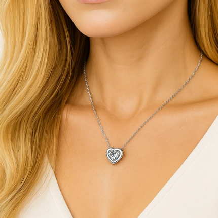 Heart Necklace Cubic Zirconia Crystal