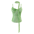 S / Green background with polka dots