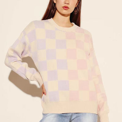 Two tone checker sweater