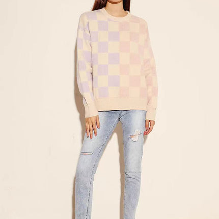 Two tone checker sweater