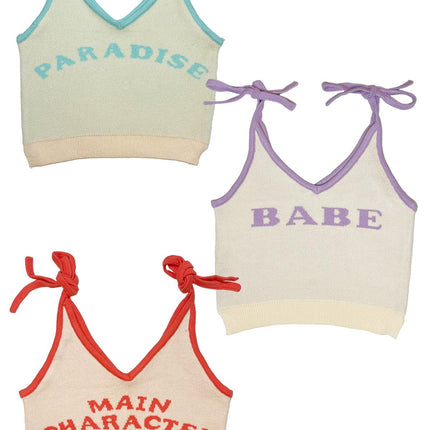 Tie strap sweater tank
