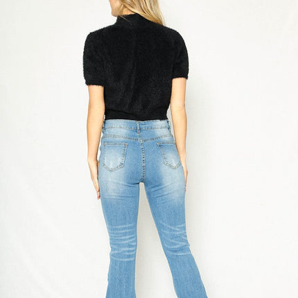 Fuzzy mock collar top