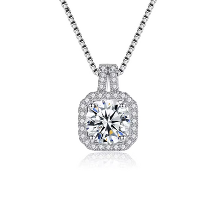 Two Carat Halo Cubic Zirconia Pendant Necklace