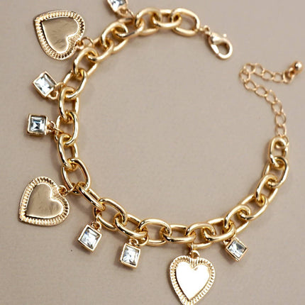 CHARM BRACELET-HEART RHINESTONE CHARMS | 80B1283