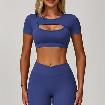 The Lavish Cut-out Crop Top Flared Leggings 2-Piece Set