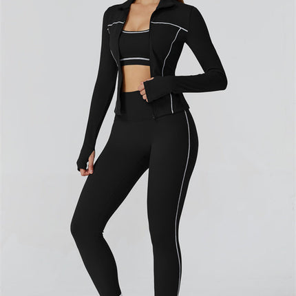 The Venus Zip Top Sports Bra Leggings 3-Piece Set
