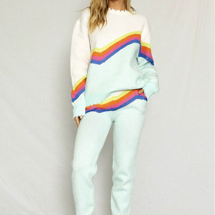 Retro stripe knit joggers