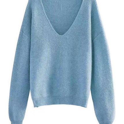 Ribbed v neck sweater
