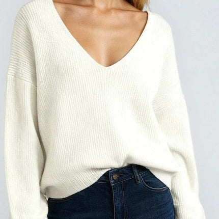 Ribbed v neck sweater