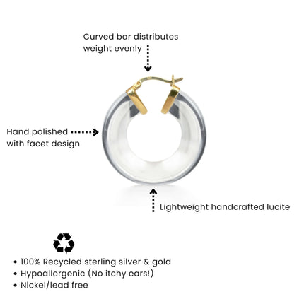 Clear Chunky V-Hoop Earrings