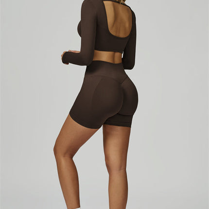 The Prime Long Sleeve Crop Top Shorts 2-Piece Set