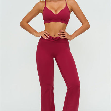 The Lushness Y-Back Sports Bra Flared Leggings 2-Piece Set