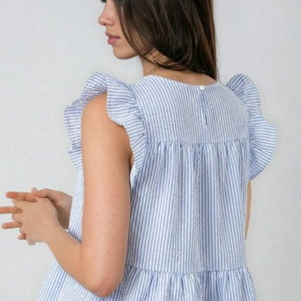 Ruffle Striped Peplum Top
