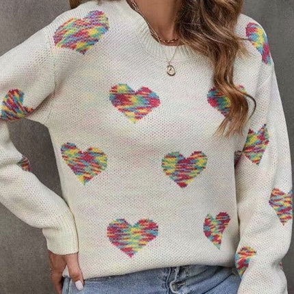 Multicolored heart sweater