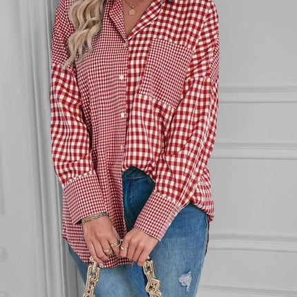 Plaid button up top