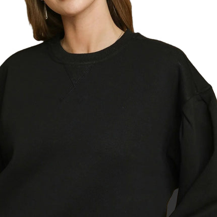 Round Neck Sweatshirt with Pleated Detail