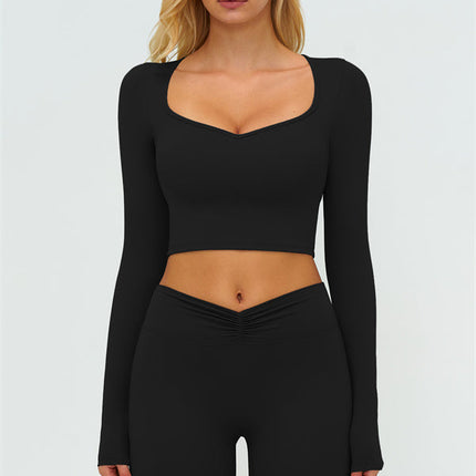 The Lushness Long Sleeve Crop Top Flared Leggings 2-Piece Set