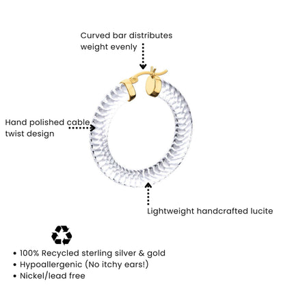 Clear Cable Lucite Hoop Earrings