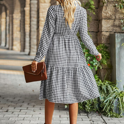 Gingham long sleeve dress