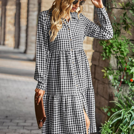 Gingham long sleeve dress