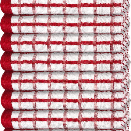 Premium Dish Towels for Kitchen with Hanging Loop 8 Pack 16x26 inch Red Color