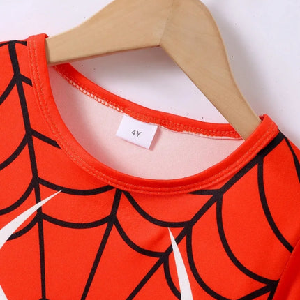 Children's Spider Round Neck Short Sleeve T-Shirt and Pants Set